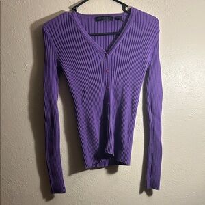 Express Purple Ribbed Cardigan